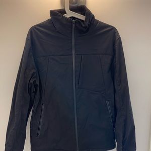 Sleek black banana republic bomber coat